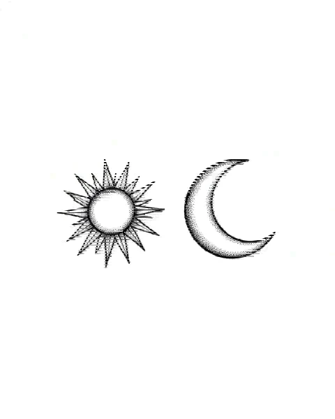 Matching sun and moon tattoo designs