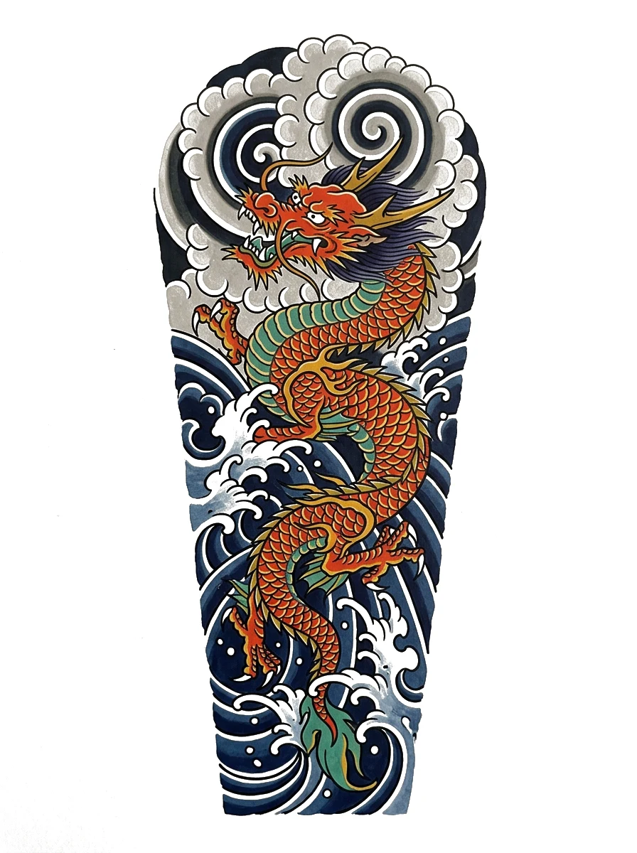 A dragon tattoo design in color