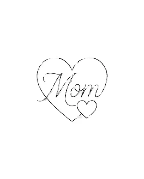 A fine-line tattoo design of two linked hearts for the wrist, with the lettering Mom