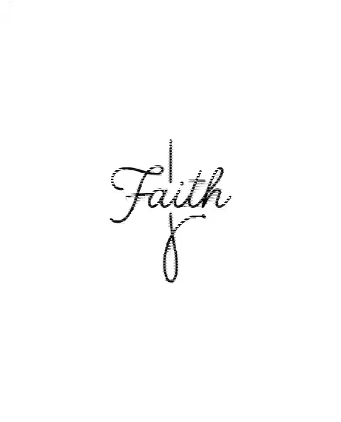 A minimal tattoo design of a small cross for the wrist, with the lettering Faith