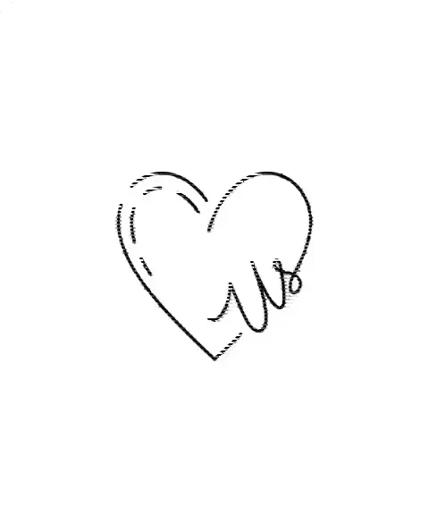 A minimal tattoo design of a tiny heart for the finger, with the lettering Us